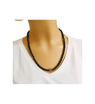 Sirius Siyah Oniks Doğal Taş Erkek Kolye – Yıldız Detaylı, 6 mm, 50 cm, Kutulu (Çok Renkli)
