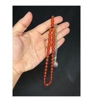 SEVGİLİYE ÖZEL HEDİYE TOZ KEHRİBAR TESBİH TURUNCU RENKLİ BEYZİ KESİM 11MMX8MM H-1568. (Çok Renkli)
