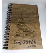 İsme Özel Ajanda, İsimli Ahşap Kapaklı Defter, Kız Kulesi Desenli Defter