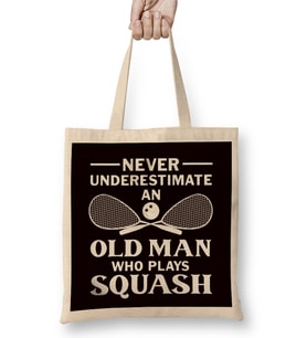 Old Man Squash Player Indoor Tennis Court Ball Sports Match Bez Çanta Uzun Saplı