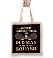 Old Man Squash Player Indoor Tennis Court Ball Sports Match Bez Çanta Uzun Saplı