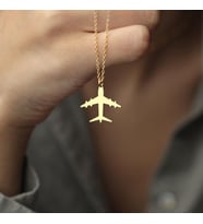 Kişiye Özel Uçak Model Kolye 925K Gümüş (Gold)
