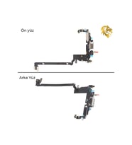 İphone 17 Pro Max Şarj bordu, şarj filmi fleksi, şarj soketi c/c flex, şarj bordu mikrofonu soket (Gümüş) Şarj bordu şarj film kablosu şarj soketi bağlantı kablosu