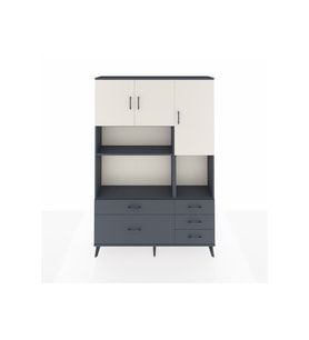Arges Dolap 8 Raflı 5 Çekmeceli 3 Kapaklı 132x30x195 Antrasit-Aytaşı/Antrasit