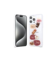 Apple iPhone 15 Pro Max Uyumlu Kılıf Parlayan Simli Kabartma Figürlü Zore Cevze Kapak (Beyaz)