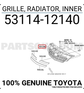 Toyota Corolla Ön Panjur İç Sedan 2010- (Oem No:  5311412140)