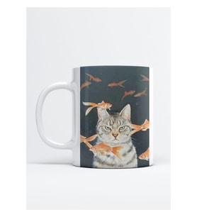 Sinirli Kedi Baskı Porselen Kupa Bardak