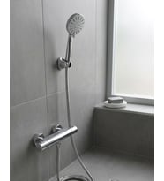Krem Duş Başlığı Seti 4 Kademeli El Duşu Spiral Hortumlu Banyo Seti