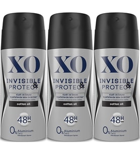 XO Deodorant 150ML Men-Erkek Invisible & Protect (3 Lü Set)