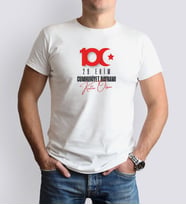 BK Gift 29 Ekim Tasarımlı Erkek Beyaz T-shirt-1, Arkadaşa Hediye, 29 Ekim Hediyesi Hediyesi, Trend Tişört, 100.Yıl Hediyesi