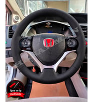Honda CR-V Mk4 Dikme Direksiyon Kılıfı Premium Komple Delikli Deri Siyah Dikiş 2012-2017