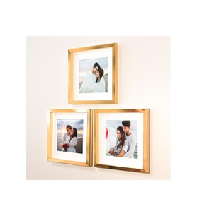 Yapışkanlı Sök-tak Paspartulu Altın 21x21cm Kare Fotoğraf Çerçevesi - 3'lü Paket