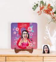 BK Gift Kişiye Özel Kadınlar Günü Karikatürlü Ahşap Standlı Puzzle Çerçeve-5