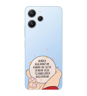 Xiaomi Redmi 12 Uyumlu Uyumlu Yeniden Başlamaktan Korkma Tasarımlı Şeffaf Telefon Kılıfı