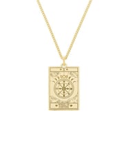 Kişiye Özel 925 Ayar Gümüş Wheel of Fortune Tarot Kolye (Gold)