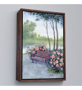 Çerçeveli Pembe Çiçekler Kanvas Tablo (Kahverengi)