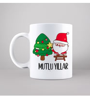 Mutlu Yıllar & Merry Christmas & Yılbaşı & Noel Baba Tasarımlı Kupa