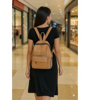 NEWİSH POLO DONNA MODEL BAYAN SIRT ÇANTASI-YIKAMA SUNİ DERİ (Sütlü Kahve)