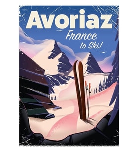 Avoriaz, Fransız Kayak Seyahat Afişi Tablo Ahşap Poster Dekoratif