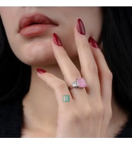 RevSilver Pembe Safir Taşı 925 Ayar Gümüş Kadın Yüzüğü Zarif Kare Tasarım Lüks