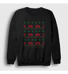 Presmono Unisex Siyah Deers Geyikler V2 Yılbaşı Sweatshirt 269421tt