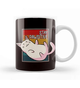 Stay Pawsitive Cat Owner Kitten Lover Animal Fan Cats Pets Kupa Bardak Porselen