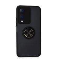 Vivo Y17s Kılıf Montreal Yüzüklü Silikon Kapak - Siyah