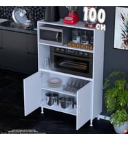 Eliusta Duru 100 cm İki Kapaklı Mutfak Kiler Dolabı Raflı Mikrodalga Fırın Standı Banyo Dolabı 100x150x32 cm