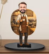 Kişiye Özel Erkek Barista Tasarımlı  Karikatür Biblo 320