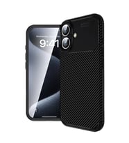 Apple İphone 16 Plus Kılıf Auto Focus Karbon Kapak - Siyah