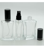 PARFÜM ŞİŞESİ 50 ML (3 ADET) SİYAH KAPAK PLASTİK VALF İÇBÜKEY BOŞ ŞİŞE