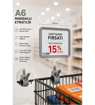 A6 Fiyatlık Mandallı Etiketlik Sepet Raf Askılık Fiyat Etiketi Çerçeveli Market Mağaza Gri