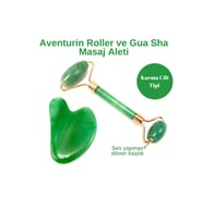 Sertifikalı Aventurin 1. Sınıf Kalite Roller ve Gua Sha Doğal Taş Masaj Aleti Takım