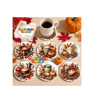 BİLGE tasarım Noel Yılbaşı Ahşap Bardak Altlığı - 6 lı set Set AHŞAP ÖZEL TASARIM KUTULU