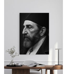 ABDÜLHAMİT HAN EFENDİ SİYAH BEYAZ PORTRE Ev Duvar Salon Ofis Hediyelik Dekarasyon Kanvas Tablo