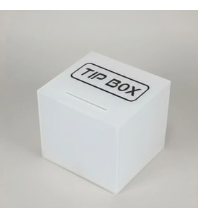 Kare Tipbox - Bahşiş Kutusu Buz Beyaz - 14x14xh13cm
