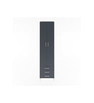 Hyperion Dolap 5 Raflı 3 Çekmeceli 2 Kapaklı 60x44x243 Antrasit-Antrasit