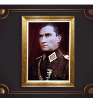 Altın Varaklı Çerçeveli Paspartulu Atatürk Tablo nl02A355 (Gold)