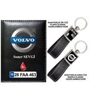 Plakanıza Özel Volvo Logolu Siyah Ruhsat Kabı ve Anahtarlık