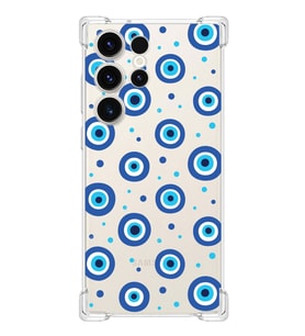 PrintiFy Samsung Galaxy S23 Ultra Uyumlu Nazar Boncuğu 1 Baskılı Şeffaf Köşe Korumalı Antişok Kılıf