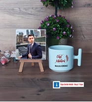 Okul Müdürü Fotoğraflı Dekoratif Taş, Kupa Bardak Beyaz Hediye Öğretmenler Günü Hediyesi (Model 12)