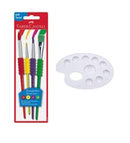 Fırça Seti 4 lü ve Resim Paleti 1 Adet Faber Castell Resim Paleti (Karışık)