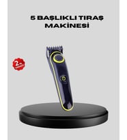 Mey İthalat® 5 Başlıklı Şarjlı Tıraş Makinesi – Saç, Sakal, Burun ve Vücut İçin Çok Fonksiyonlu Bakım Seti