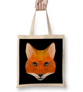 Geometric Animal Fox Bez Çanta Uzun Saplı