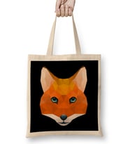 Geometric Animal Fox Bez Çanta Uzun Saplı
