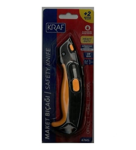 KRAF 676G  ALÜMİNYUM İŞ GÜVENLİĞİ 2 FONKSİYONLU + 2 YEDEK BIÇAKLI GENİŞ MAKET BIÇAĞI