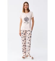 Kadın Kısa Kol Pijama Takım Pudra