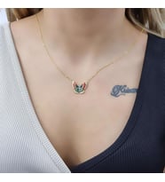 Kelebek Çift Katlı 18K Altın Kaplama Kolye (Karışık)