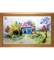 Çerçeveli Paspartulu Manzara Tablo bm1914 (Gold)