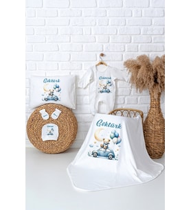 Pia Baby Premium %100 Pamuk Hastane Çıkışı Tulumlu Yenidoğan Erkek Bebek Hediye Seti 5056-03 (Ekru)